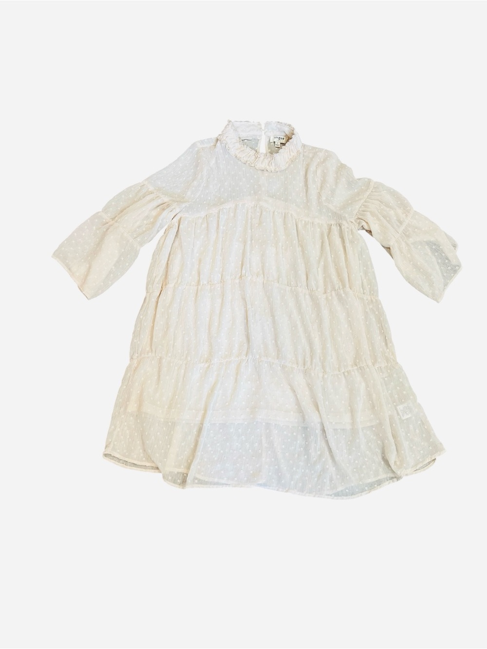 Umgee Ivory Long Sleeve Tiered Swiss Dot Dress